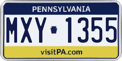 PA license plate MXY1355