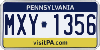 PA license plate MXY1356