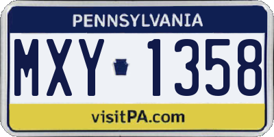 PA license plate MXY1358