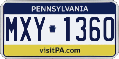 PA license plate MXY1360
