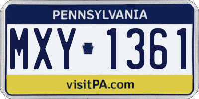 PA license plate MXY1361