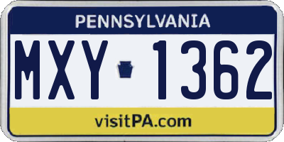 PA license plate MXY1362