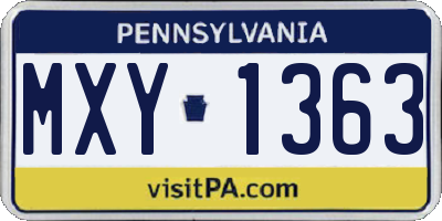 PA license plate MXY1363