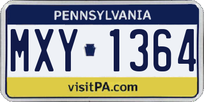 PA license plate MXY1364