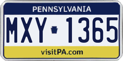 PA license plate MXY1365