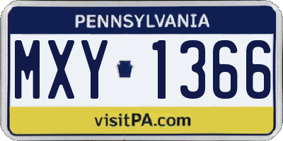 PA license plate MXY1366
