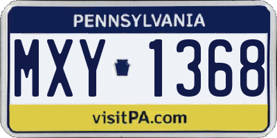 PA license plate MXY1368