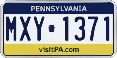 PA license plate MXY1371
