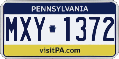 PA license plate MXY1372