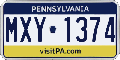 PA license plate MXY1374