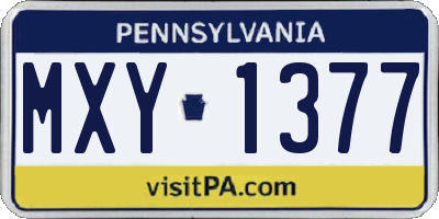 PA license plate MXY1377