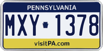 PA license plate MXY1378