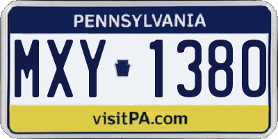 PA license plate MXY1380
