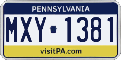 PA license plate MXY1381