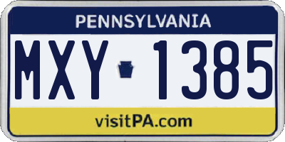 PA license plate MXY1385