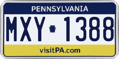 PA license plate MXY1388