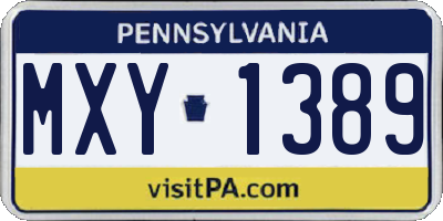 PA license plate MXY1389