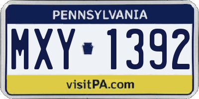 PA license plate MXY1392