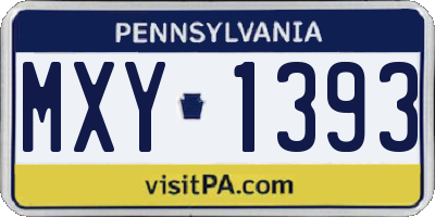 PA license plate MXY1393