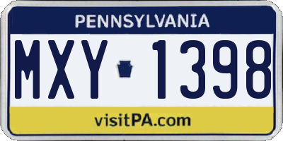 PA license plate MXY1398