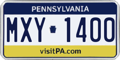 PA license plate MXY1400