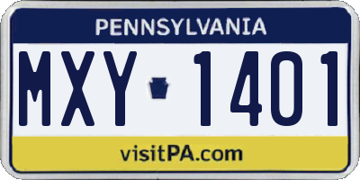 PA license plate MXY1401