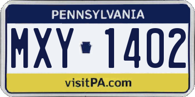 PA license plate MXY1402