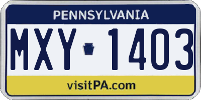 PA license plate MXY1403