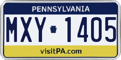 PA license plate MXY1405