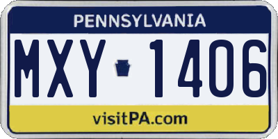 PA license plate MXY1406