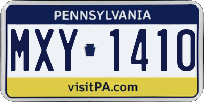 PA license plate MXY1410