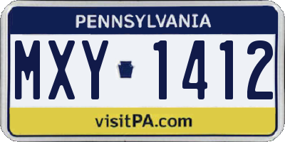 PA license plate MXY1412