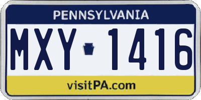 PA license plate MXY1416