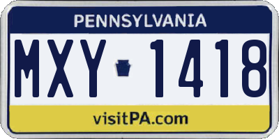 PA license plate MXY1418