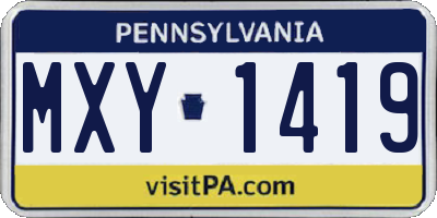 PA license plate MXY1419