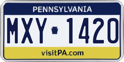 PA license plate MXY1420