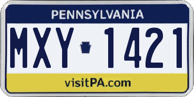 PA license plate MXY1421