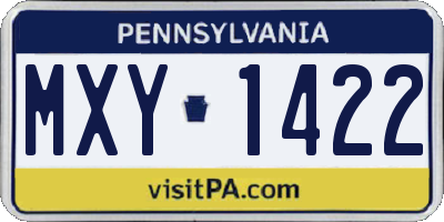 PA license plate MXY1422