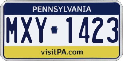 PA license plate MXY1423
