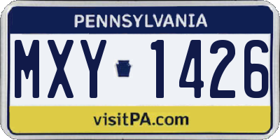 PA license plate MXY1426