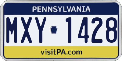 PA license plate MXY1428