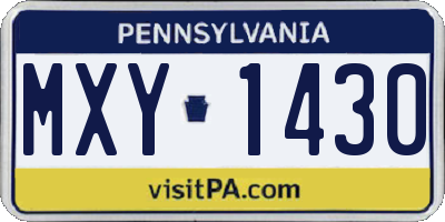 PA license plate MXY1430