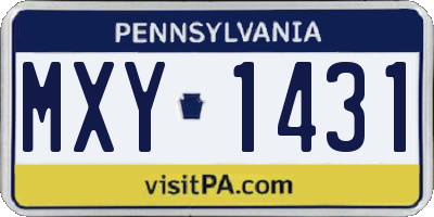 PA license plate MXY1431
