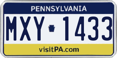 PA license plate MXY1433