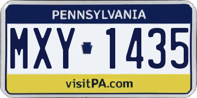 PA license plate MXY1435