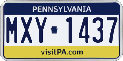PA license plate MXY1437