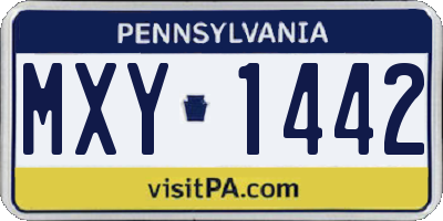 PA license plate MXY1442