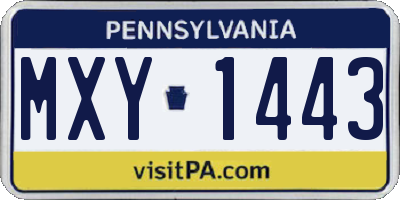 PA license plate MXY1443