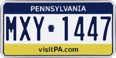 PA license plate MXY1447