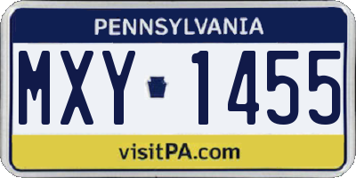PA license plate MXY1455